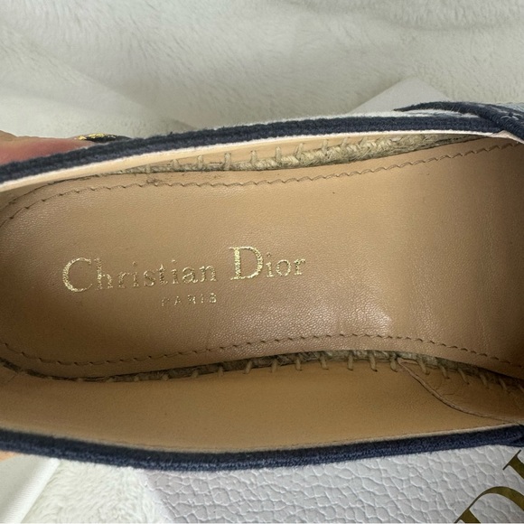 Dior Granville Tie Dye Denim Blue White Logo Embroidered Espadrille - Picture 12 of 14